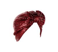 QWUVEDS Formula 1 Women's Muslim Turban Hatbow Sequins Hair Bonnet Head Scarf Wrap Cover Cap with Neck Protection Children, Wine Red, One Size