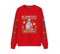 QWUVEDS Gifts for men, Christmas jumper, men's lightweight sweatshirt, casual training jumper top, jumper, men's jumper, sweater for men, red, XXXL