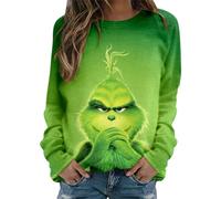 QWUVEDS Grinch costume women's Grinches sweatshirt, creative Christmas pullover, long sleeve women's sweatshirt, hoodie, novelty women's crew neck, casual autumn pullover, fashion, loose 666, c01