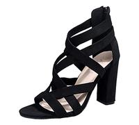 QWUVEDS High Heels Black High Heels Sexy High Heels Sandals Fashion Open Toe Women Casual Zip Sandals Heels Breathable Women High Heels Shoes Women's Autumn Ankle Boots, black, 7 UK