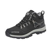 QWUVEDS Hiking Shoes Men's Sports Shoes Men's Running Shoes Men's Hiking Shoes Men's Shoes Casual Plain Lace-Up Shoes Plus Cotton Casual Shoes Climbing Shoes Men's Leather Sole, black, 10 UK