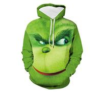 QWUVEDS Men's and Women's Christmas Hoodies Funny Creative 3D Pullover Sweatshirt for Boys Girls Long Sleeve Hoodie Drawstring Grinch Blankets Clothing, Grinch-c09 F, L