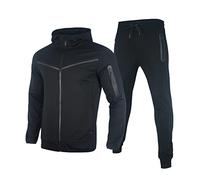 QWUVEDS Men's Winter Plain Tracksuit 2-Piece Outfits Long Sleeve T-Shirts and Trousers Jogging Sets Athletic Sports Suit Tracksuits Sportswear Tracksuit Camouflage, black, M