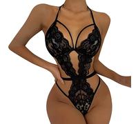 QWUVEDS Sexy Lingerie Women's for Sex Transparent Underwear Sports Bra Women Sexy O-Neck Underwear Sexy Lingerie Lace Backless Lanyard Underwear Connected Tight Half Cup Lingerie, black, S
