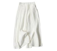 QWUVEDS Women Palazzo Pants Summer Linen Casual High Waist Wide Leg Flowy Culotte Pants Drawstring Yoga Jogging Bottoms Sweatpants Women Thicker, White, XXXL