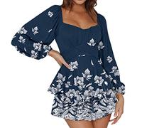 QWUVEDS Women’s Pirate Dress, Summer Dress, Ruffle Dress, Jumpsuit, Dress with Trouser Skirt and Puff Sleeves, White Skater Dress, Off-the-Shoulder Dress, Short A-Line Tunic, Swing Pirate Costume,