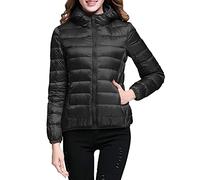 QWUVEDS Women's Ultra Light Packable Puffer Insulated Coats Thick Warm Slim Down Jacket Hood and Pockets Women Waterproof Lightweight Windproof Winter Coat (with without Hood), A1 black, S
