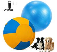 QWV Blue+org（No.2 ） 18 Inch Three Ti Shou Herding Ball for Dogs with Durable 1000D Oxford Cover - Heavy Duty Interactive Toy with Handles for Agility Training,
