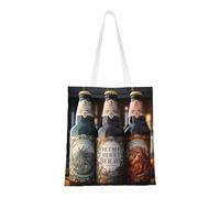 Qwvbn 3 Beer Bottles Canvas Tote Bags Are Reusable And Suitable For Shopping, Going To School, Going To Work, Etc.