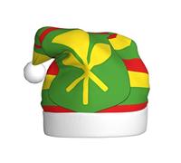 Qwvbn Adult Plush Santa Hat Native Hawaiian Flag Prints Soft and Comfortable for Christmas New Year Party Favors for Men Women