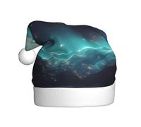 Qwvbn Adult Plush Santa Hat Science Fiction Stars Prints Soft and Comfortable for Christmas New Year Party Favors for Men Women