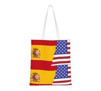 Qwvbn American Spain Flag Canvas Tote Bags Are Reusable And Suitable For Shopping, Going To School, Going To Work, Etc.