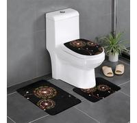 Qwvbn Anti-slip floor mat 3-piece set 24x16in Starry Dandelion Prints absorbent and durable for use in bathrooms and toilets.