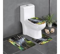 Qwvbn Anti-slip floor mat 3-piece set 24x16in Waterfall Views Prints absorbent and durable for use in bathrooms and toilets.