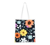 Qwvbn Beautiful Colourful Flowers Canvas Tote Bags Are Reusable And Suitable For Shopping, Going To School, Going To Work, Etc.