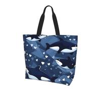 Qwvbn Blue Killer Whale Prints Women'S Single-Shoulder Shopping Bag Spacious Stylish Design Perfect For Daily Commutes And Shopping.