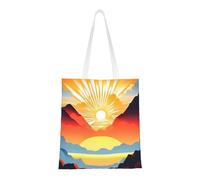 Qwvbn Bright Sunrise Canvas Tote Bags Are Reusable And Suitable For Shopping, Going To School, Going To Work, Etc.