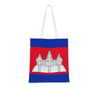 Qwvbn Cambodia Flag Canvas Tote Bags Are Reusable And Suitable For Shopping, Going To School, Going To Work, Etc.
