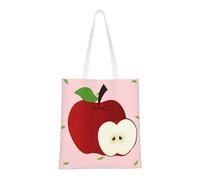 Qwvbn Cartoon Red Fruit Canvas Tote Bags Are Reusable And Suitable For Shopping, Going To School, Going To Work, Etc.