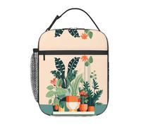 Qwvbn Cartoon Small Green Plant Convenient Handheld Insulated Lunch Bag Reusable Suitable for Work, Travel, picnics, Office use, etc.