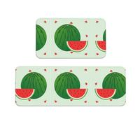 Qwvbn cartoon watermelon Prints Kitchen Floor Mat Set 2 Pieces Absorbent, Non Slip, And Comfortable. Suitable For Kitchens, Sinks, And Laundry Areas.