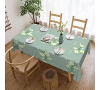 Qwvbn Cartoon white lilies Square lace tablecloth 54x72in waterproof and wrinkle-resistant, suitable for dining tables and tea tables
