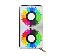 Qwvbn Colored Crayon Circles Prints Leather Long Clutch Wallet for Storing Cash Checks, and Mobile Phones Suitable for Both Men and Women.