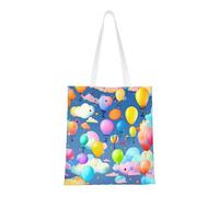 Qwvbn Colorful Balloons Canvas Tote Bags Are Reusable And Suitable For Shopping, Going To School, Going To Work, Etc.