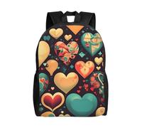Qwvbn Colorful hearts Prints Single-sided full-length backpack waterproof and wear-resistant suitable for travel sports and leisure daily use