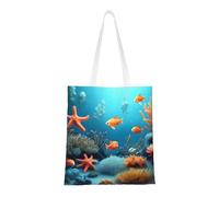 Qwvbn Coral Fish Underwater Canvas Tote Bags Are Reusable And Suitable For Shopping, Going To School, Going To Work, Etc.