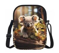 Qwvbn Cute Koala Plant Prints Zipper crossbody bag
