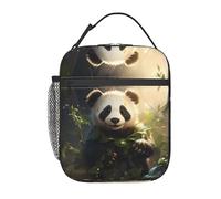 Qwvbn Cute Panda Plant Convenient Handheld Insulated Lunch Bag Reusable Suitable for Work, Travel, picnics, Office use, etc.