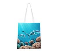Qwvbn Deep Sea Whales Canvas Tote Bags Are Reusable And Suitable For Shopping, Going To School, Going To Work, Etc.