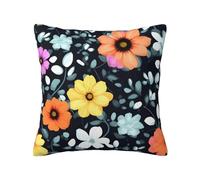 Qwvbn Double-sided plush cushion cover, 18x18in Beautiful colourful flowers Prints Soft and comfortable For bedrooms, living rooms and seating