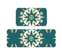 Qwvbn Exotic style floral Prints Kitchen Floor Mat Set 2 Pieces Absorbent, Non Slip, And Comfortable. Suitable For Kitchens, Sinks, And Laundry Areas.