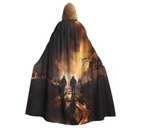 Qwvbn Firefighters fighting fires Hooded Halloween Role Play Costume Robe Cloak Cape Lightweight Draped Cloak Jacket