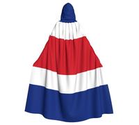 Qwvbn Flag of Costa Rica Hooded Halloween Role Play Costume Robe Cloak Cape Lightweight Draped Cloak Jacket