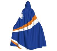 Qwvbn Flag of the Marshall Islands Hooded Halloween Role Play Costume Robe Cloak Cape Lightweight Draped Cloak Jacket