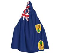Qwvbn Flag of the Turks and Caicos Islands Hooded Halloween Role Play Costume Robe Cloak Cape Lightweight Draped Cloak Jacket
