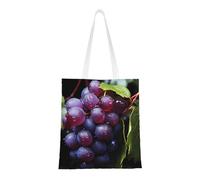 Qwvbn Fresh Grapes Canvas Tote Bags Are Reusable And Suitable For Shopping, Going To School, Going To Work, Etc.