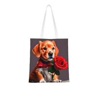 Qwvbn Gentleman-Like Dog Canvas Tote Bags Are Reusable And Suitable For Shopping, Going To School, Going To Work, Etc.