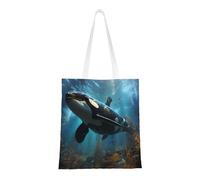 Qwvbn Huge Killer Whales Canvas Tote Bags Are Reusable And Suitable For Shopping, Going To School, Going To Work, Etc.