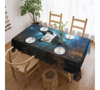 Qwvbn Huge killer whales Square lace tablecloth 54x72in waterproof and wrinkle-resistant, suitable for dining tables and tea tables