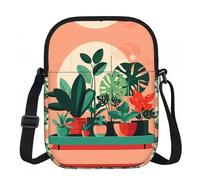 Qwvbn Indoor potted green plants Prints Zipper crossbody bag