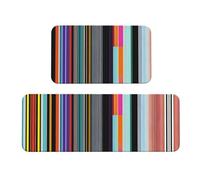 Qwvbn Irregular vertical lines Prints Kitchen Floor Mat Set 2 Pieces Absorbent, Non Slip, And Comfortable. Suitable For Kitchens, Sinks, And Laundry Areas.