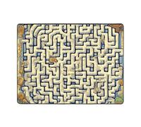 Qwvbn Labyrinth Treasure Map Prints Anti-slip floor mat 63x48in home décor soft and non-slip suitable for living rooms hotels and offices.