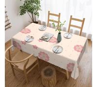 Qwvbn Little pink cherry blossoms Square lace tablecloth 54x72in waterproof and wrinkle-resistant, suitable for dining tables and tea tables