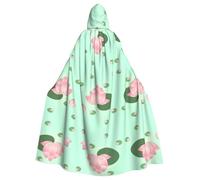 Qwvbn Lotus flowers waiting to bloom Hooded Halloween Role Play Costume Robe Cloak Cape Lightweight Draped Cloak Jacket