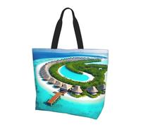 Qwvbn Maldives Scenery Prints Women'S Single-Shoulder Shopping Bag Spacious Stylish Design Perfect For Daily Commutes And Shopping.