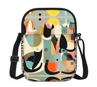 Qwvbn Mid-Century Modern Art Cat Prints Zipper crossbody bag